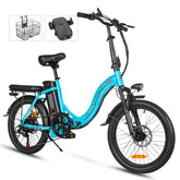 SAMEBIKE CY20 FT 350W Electric Bike - 350W Motor 36V13AH Battery 35KM Range Mechanical Disc Brakes - Lake Blue